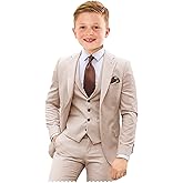 Boys Suit 4 Piece Slim Fit Kids Tuxedo Suit Formal Wedding Outfit Blazer Vest Pants Set with Tie