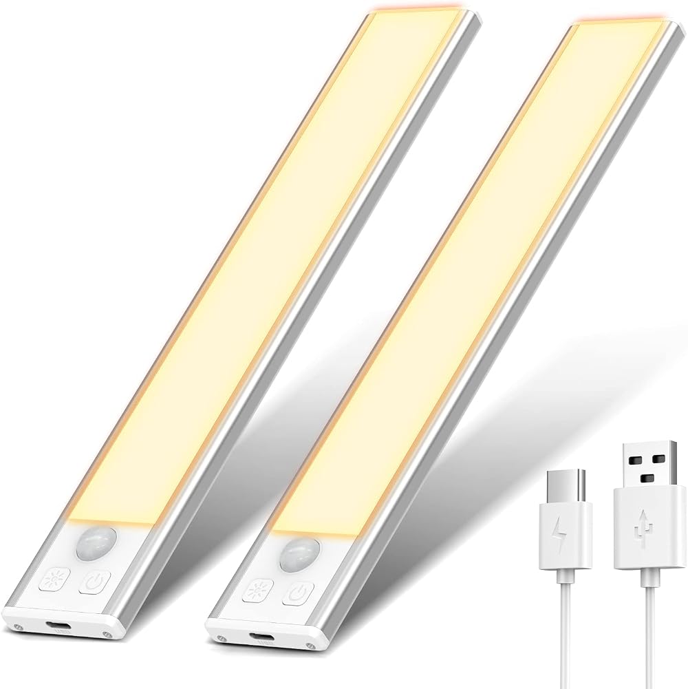 OUILA Under Cabinet Lights 32 LED Motion Sensor 3000K Warm White 2 Pack