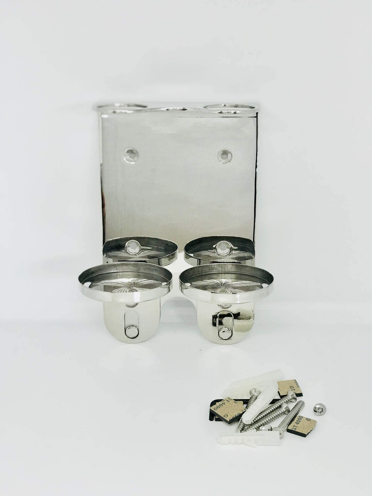 A&T WALL MOUNT 300ml DOUBLE DISPENSER CHROME HOLDER ideal for Sea Kelp Bottles