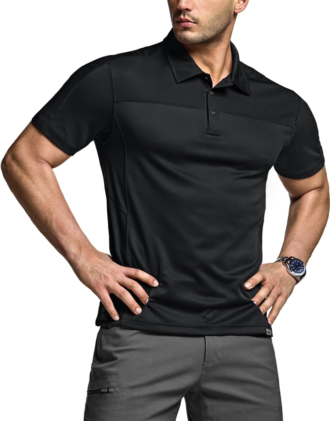 CQR Men's Polo Shirts, Tactical Short Sleeve Golf Performance Shirts, Lightweight Dry Fit UPF 50+ Pique, Commander Black, XX-Large Image CQR Men's Polo Shirts, Tactical Short Sleeve Golf Performance Shirts, Lightweight Dry Fit UPF 50+ Pique, Commander Black, XX-Large Image