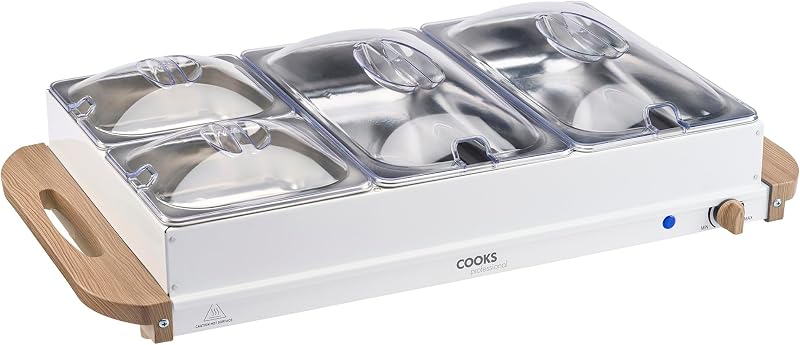 Cooks Professional 4-Section Buffet Warmer 7.2 Litre Capacity Nordic White
