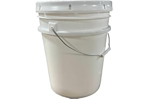 MKS Plastics 5 Gallon Bucket & Lid - 70 Mil All Purpose Pail - Made in The USA - Food Grade - Contains No BPA Plastic - Recyclable (White, 1)