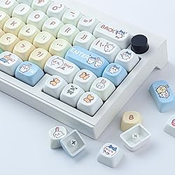TYRIXKI PBT Keycaps 145 Keys MOA Profile Cute