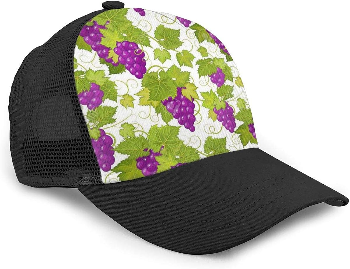 Fruit Grapes Adjustable Baseball Visor Cap, Mesh Hat, Men Women