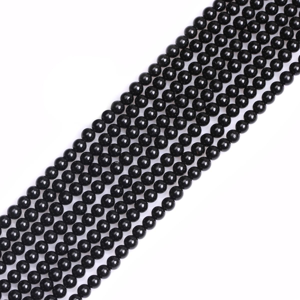 GEM-Inside Natural 4mm Black Tourmaline Round Gemstone Semi Precious Loose Beads for Jewellery Making 15" โ image 1