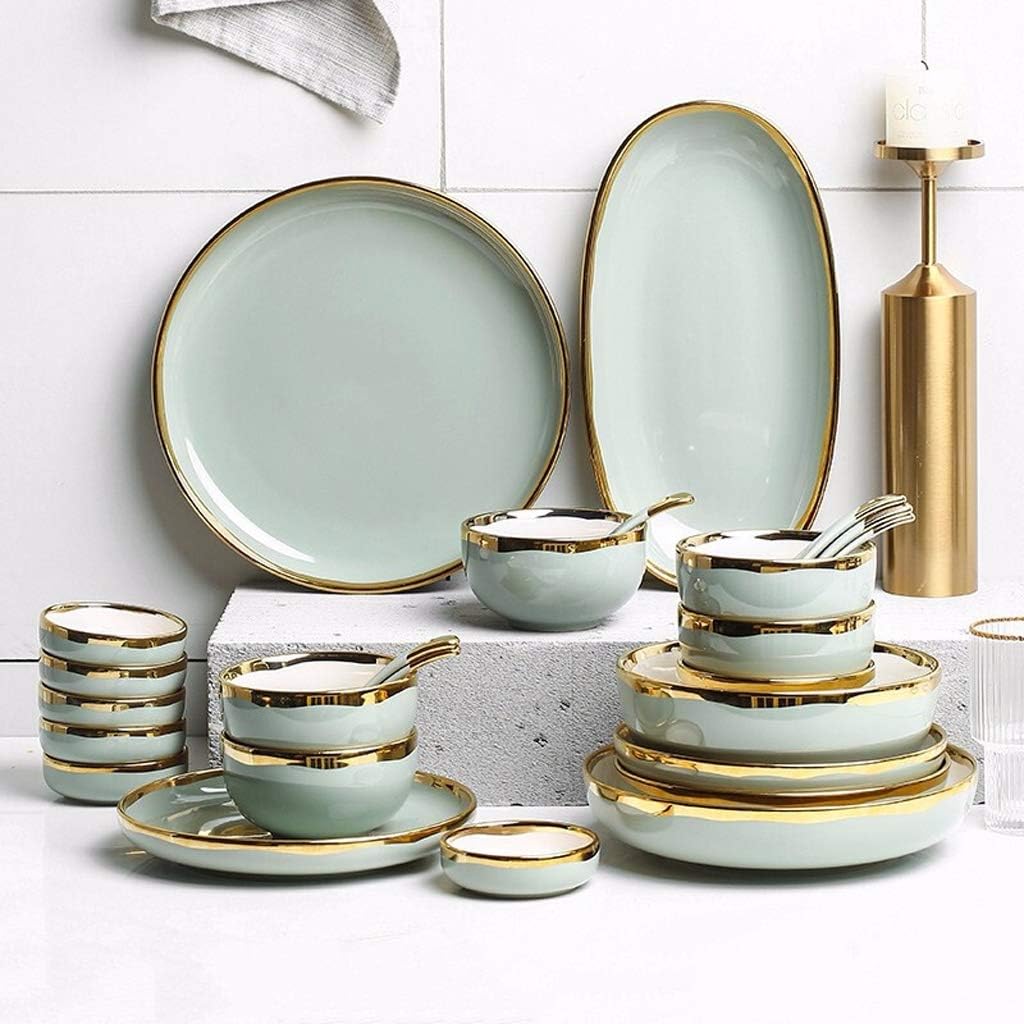 WLNKJ 26 Pieces Ceramics Dinner Sets,Bowl/Dish/SpoonDinnerware Set