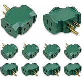 OSKOS 3 Outlet Adapter, 3 Prong Plug Extender, Heavy-Duty Grounded Power Tap, 3 Way Splitter Adapter, T-Shape Design, 10 Pack.