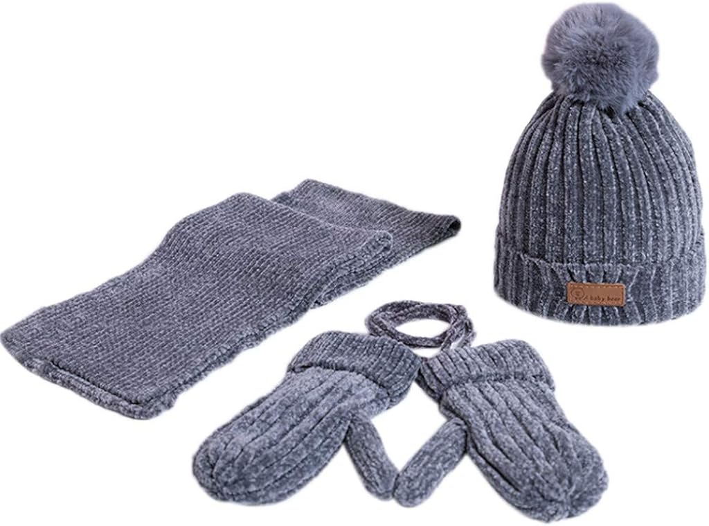 3 Paires De Gants/moufles Enfant QKURT - Hiver épais Pour 1-3 Ans, Double Couche Coton Et Polaire