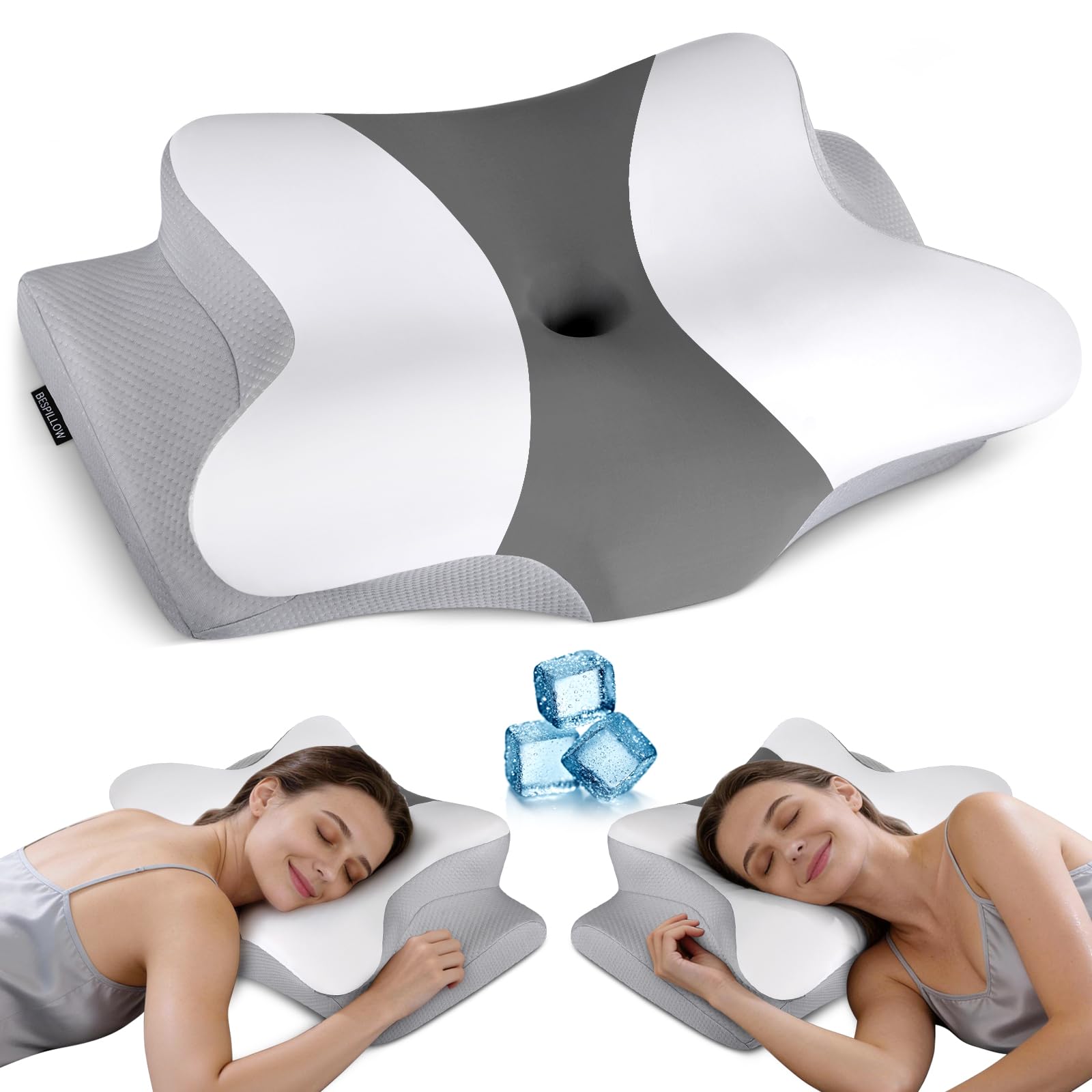 Photo 1 of Cervical Neck Pillow for Pain Relief - Ergonomic Pillow Side Sleeper Pillow for Sleeping, Orthopedic Bed Pillow Neck Support Pillow, Contour Memory Foam Pillows for Side Back Stomach Sleepers