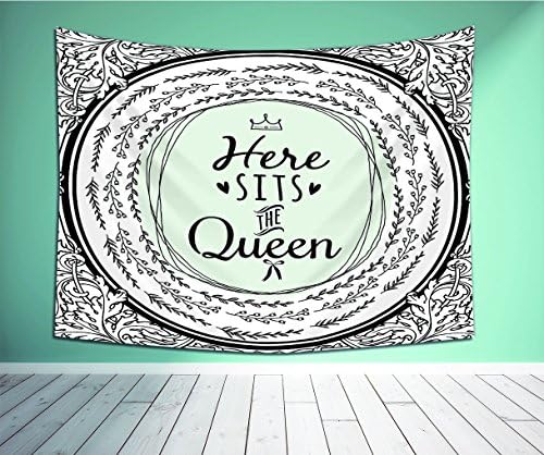 Avamam Tapestry Wall Art Queen Design With Funny Theme Quote Inspirational Art Black And White Decoratio-S Wall Hanging For Bedroom Living Room Dorm Size-72"Wx51"H
