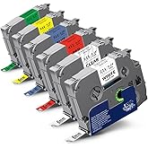 Topcolor 6-Pack 6mm 0.23" Laminated Tape Compatible for Brother P Touch Label Tape 6mm Tze211 Tze111 Tze411 Tze511 Tze611 Tze711 1/4" Tze Tz 0.23" Label for PTD220 PTH100 PTH110 PTD202 PTD210