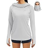 IUGA SPF Shirt Women Sun Protection Clothing UPF 50+ Hoodie with Face Cover UV Hiking Long Sleeve Shirts Lightweight Outdoor
