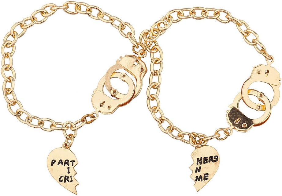Lux Accessories Partners in Crime Handcuff Hand Cuff BFF Best Friends Forever Matching Bracelet Set