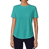 PINSPARK Soft Workout Tops for Women Short Sleeve UV Protection Shirt Quick Dry Athletic Hiking Travel Basic Tee Shirts