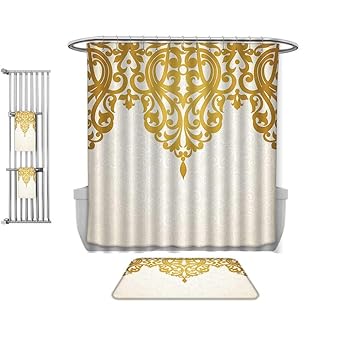 Amazon Com Qinyan Home Print Bathroom Rugs Shower Curtain Antique