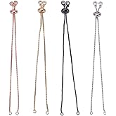 SUNNYCLUE 1 Box 8Pcs 4 Colors Brass Slider Chain 9" Adjustable Slider Chain Bracelet Round Box Chain Slider Extender Chains with Rhinestone Ball Ends for Women, Long-Lasting Plated &