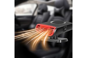 12V Chianku Car Heater Fan, 150W Portable Auto Fan Heater 2 in 1 Heating & Cooling Function Fast Heating Car Windshield Defogger 360° Auto Heater Fan Plug in Cigarette Lighter (Red & Black)