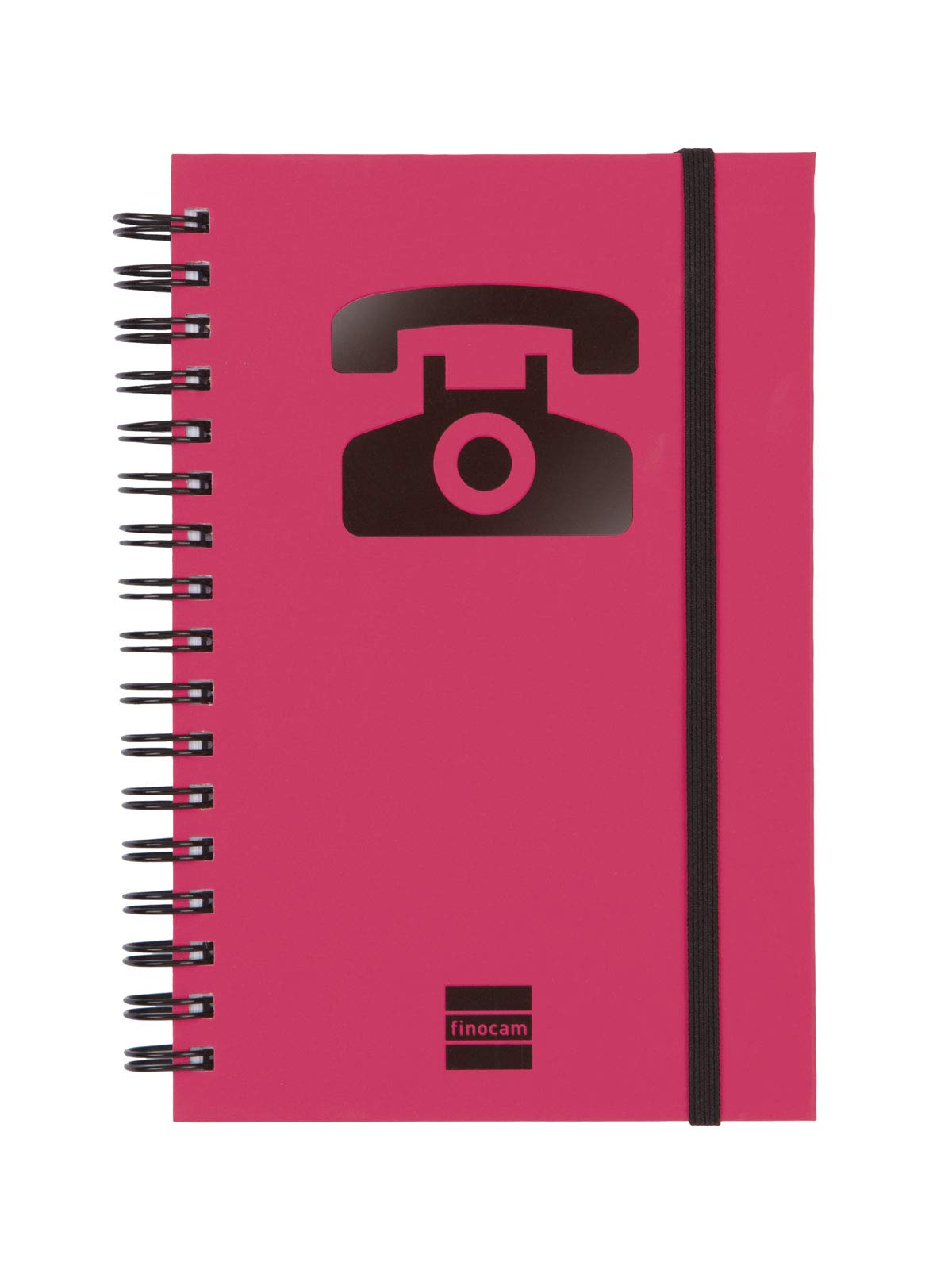 Finocam - Double spiral address book and elastic band closure | 48 sheets | Small double spiral bound alphabetical contacts organiser 10 x 15 cm - colour Magenta
