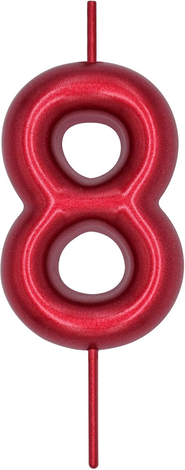 Candles & Holders - DERVENTA Birthday Candles Numbers Red 2.36 inch Party Cake Topper 1 Piece (Number 8 Red)