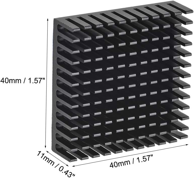 sourcing map 11x40x40mm Black Aluminum Heatsink Thermal Adhesive Pad Cooler for Cooling 3D Printers, 40x40x11mm - Image 4