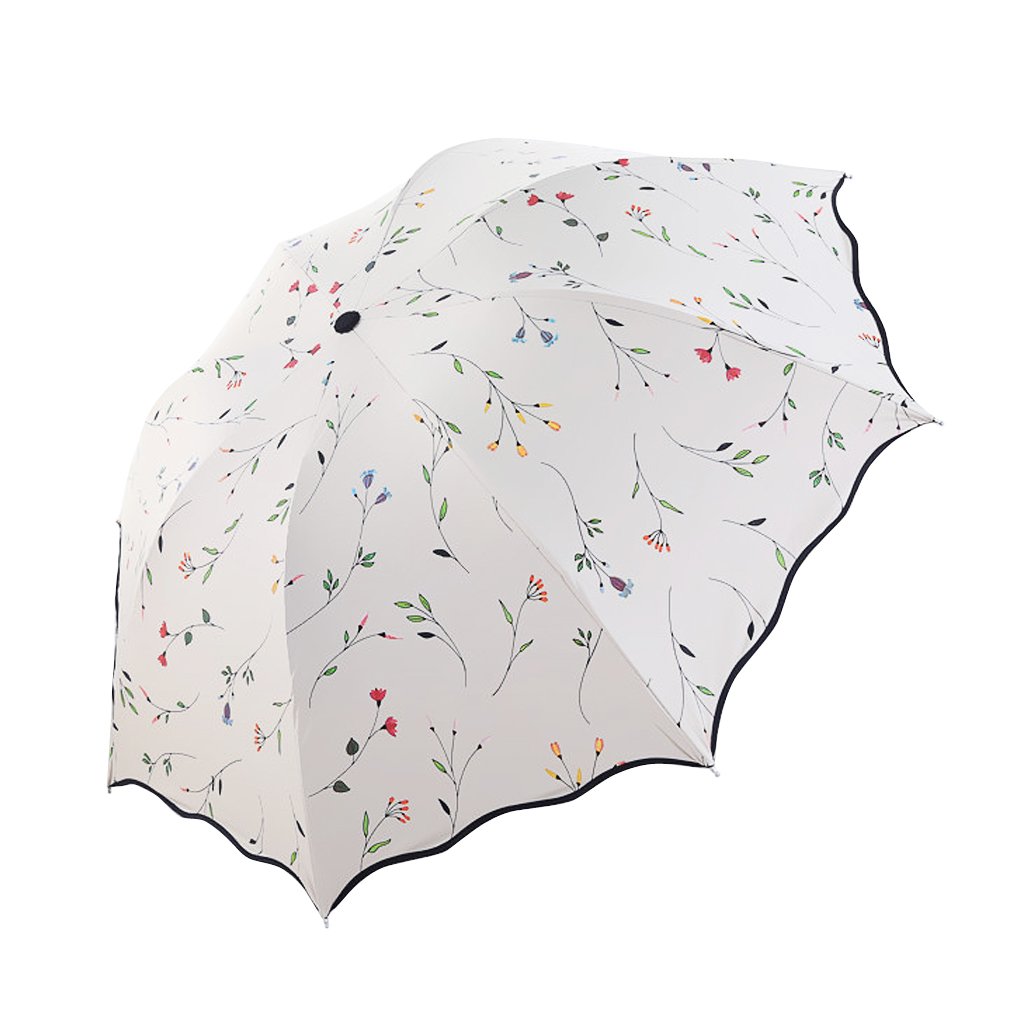 Portable Folding Automatic Umbrella Telescopic Lightweight Compact Travel Sun Umbrellas Parasol Windproof, Rainproof & 99% UV Protection with Black Anti-UV Coating, UPF50+