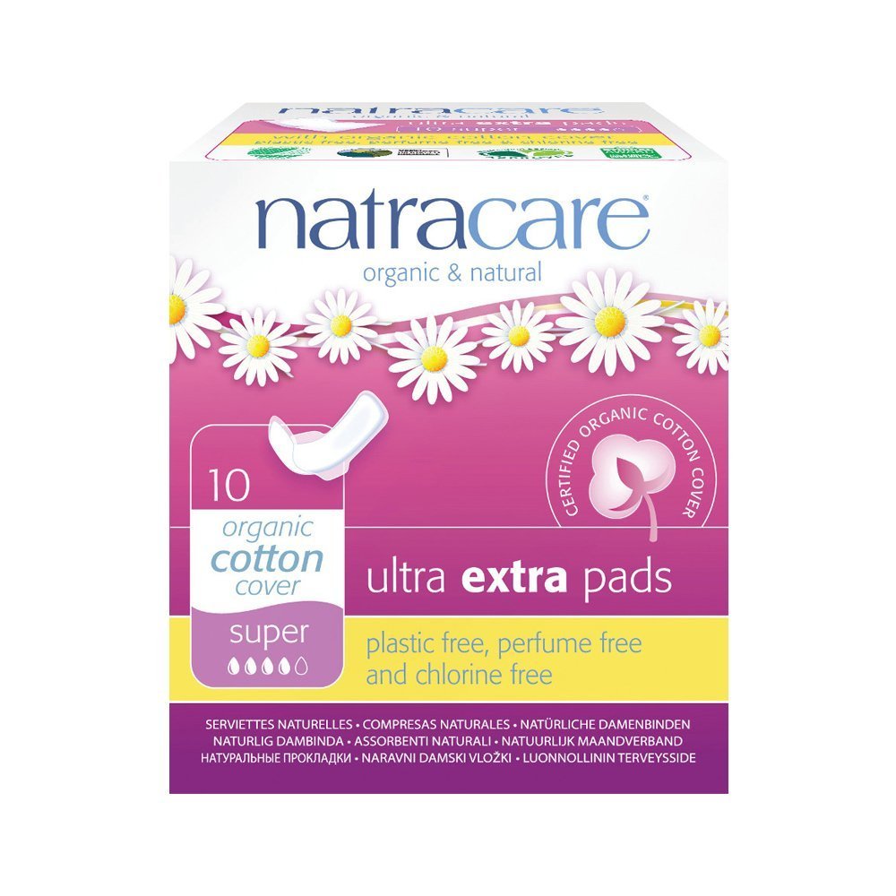 (6 Pack) Natracare Ultra Extra Super with Wings, Organic Cotton Cover | 10 Pads x 6 (60 Pads Total)