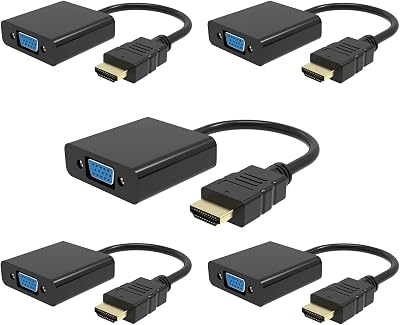 La Brodée HD to VGA Adapter 1080P Gold-Plated 5 Pack Male to Female Converter