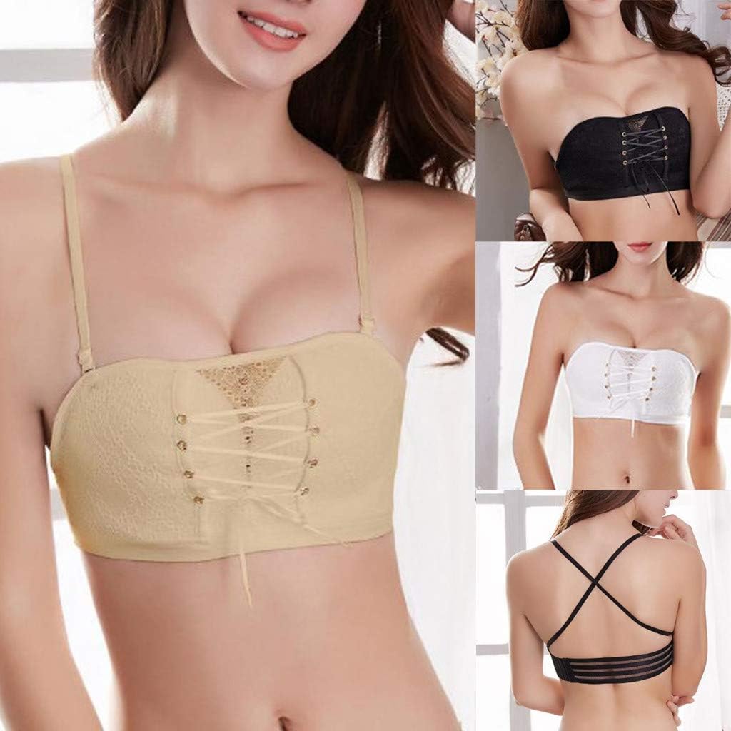 Lace Strapless Drawstring Bandeau 