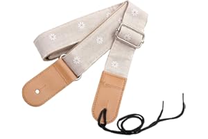 Longteam Simple Linen Leather Ukulele Strap Adjustable Length Durable Uke Straps with Nail, Rope, Picks