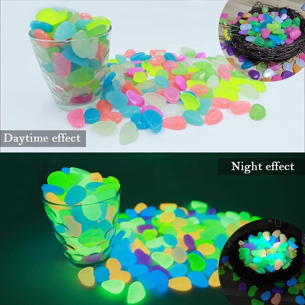 Glow in The Dark Rocks Luminous Pebbles for Indoor & Outdoor Garden Lawn Yard, Walkway, Pot Plants, Aquarium, Swimming Pool, Bar DIY Decorative Glow Stones (200PCS) : Garden & Outdoor