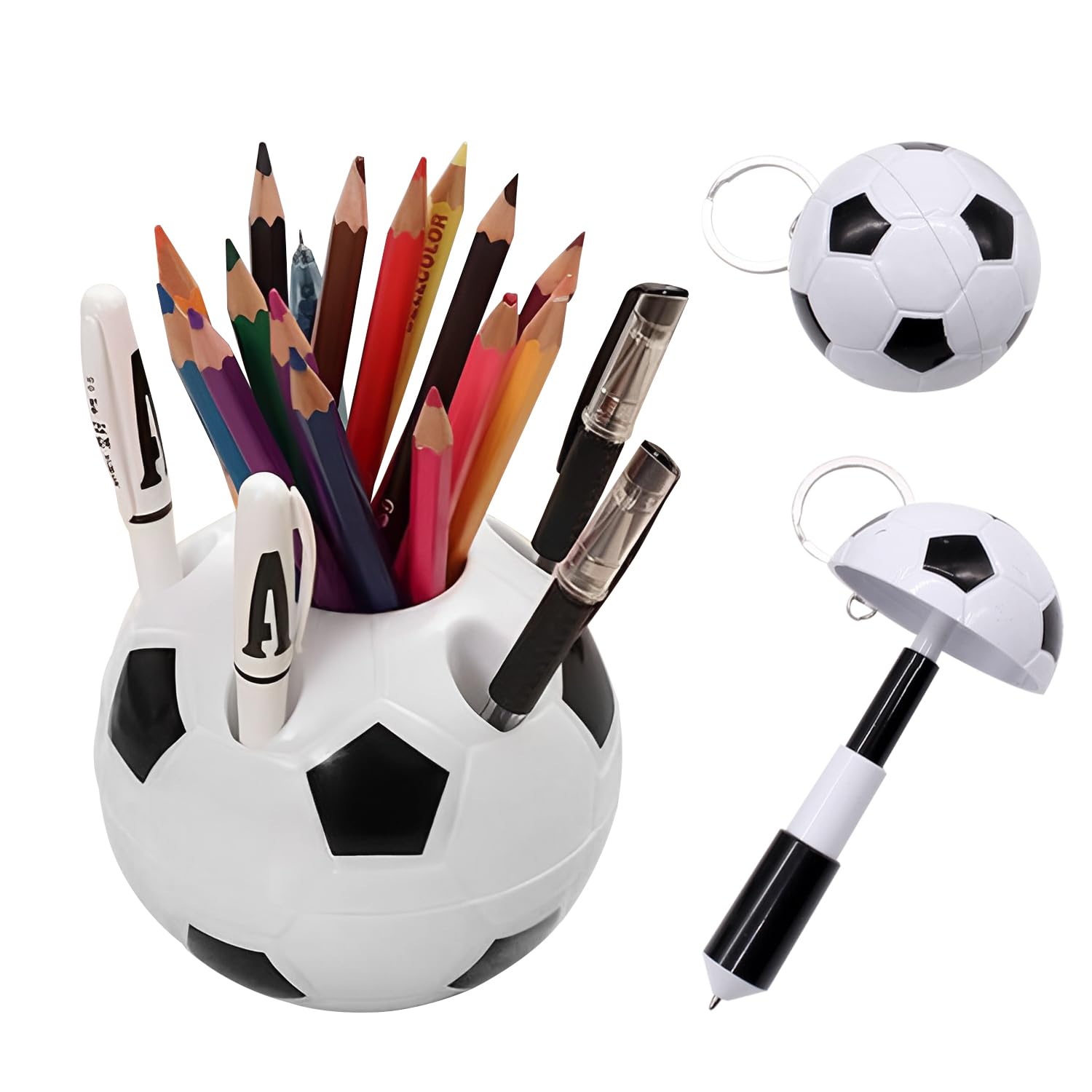 DUINIU Pen Holders of Multifunctional Creative Soccer，Pencil Pen Holder，Toothbrush Container Organizer Useful for Decorationg Your Home,Office and Desk Storage