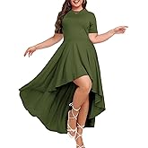 LALAGEN Plus Size Maxi Dress for Women Casual Short Sleeve Ruffle Flowy High Low Summer Long Dress 1X-6X