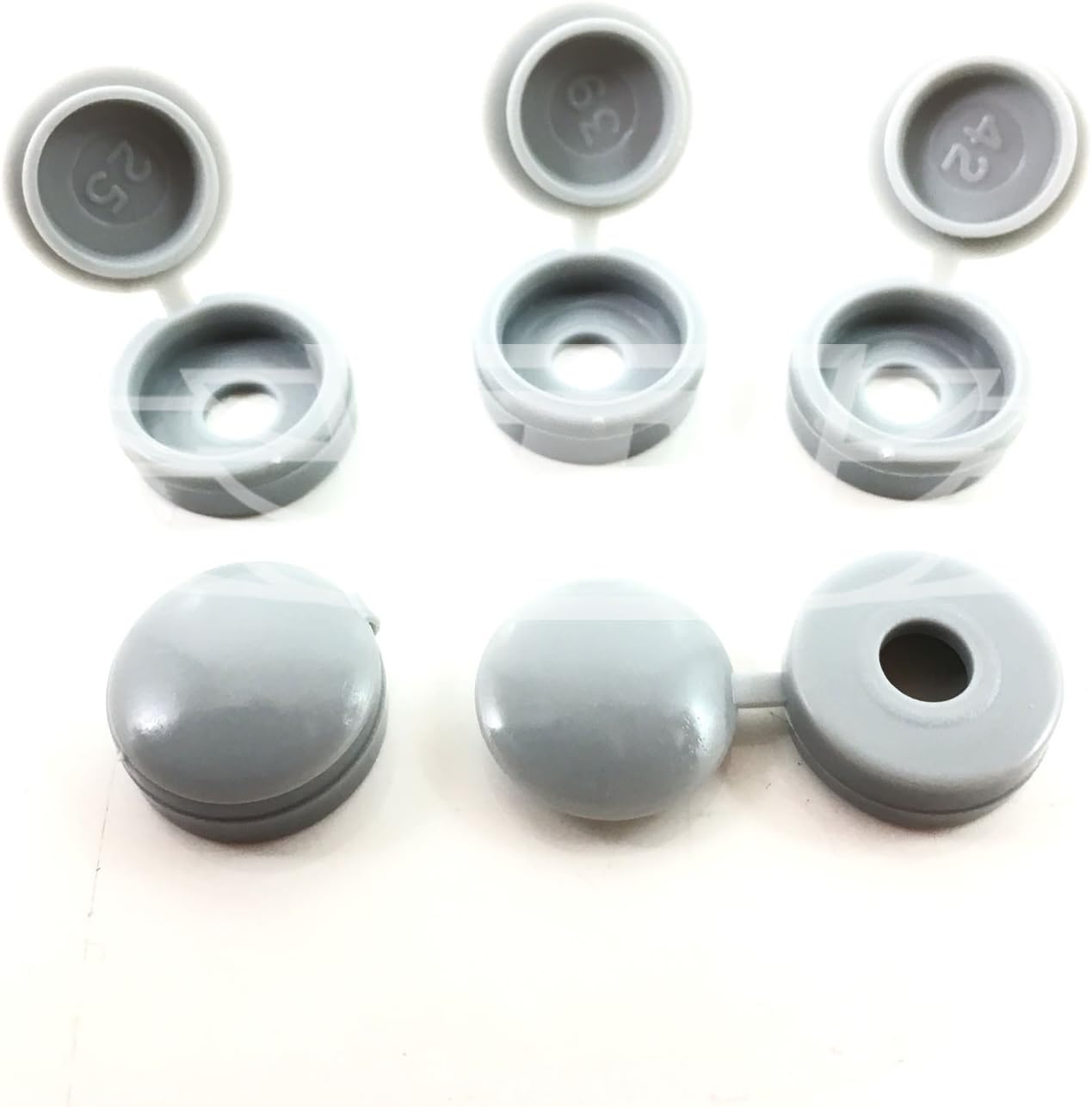 50 x Dove Grey, Small Plastic HINGED Screw Cover CAPS - Select Your Colour & Amount - Free UK DELIVERY