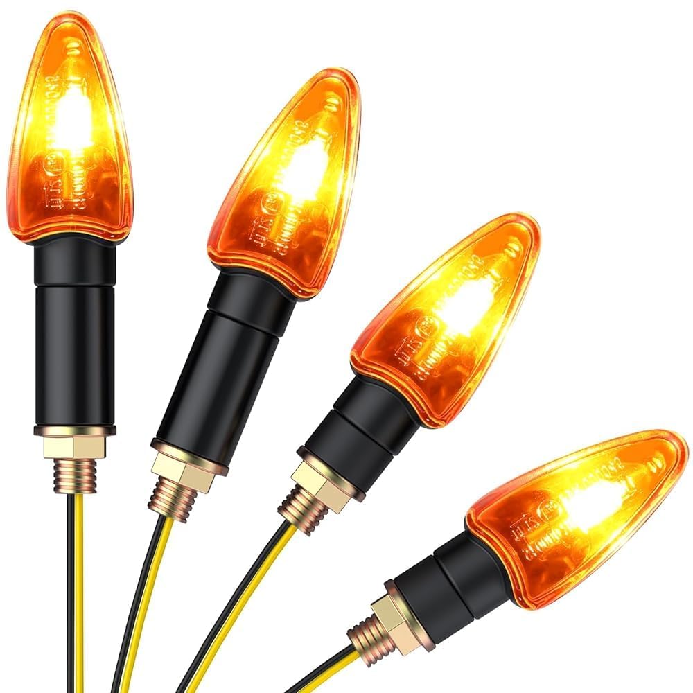 PROZOR 4PCs Motorcycle Indicators - 12V Amber Turn Signal Lights, 10W High Power Lamp, E50 E-mark Motorbike Indicators, IP65 Waterproof, Fit for Universal M10 Motorcycle