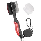 Lesunsul Golf Club Brushes, Golf Cleaning Tool, with Retractable Cleaning Nails, Nylon and Wire Bristles Oversize Double Brush Head with 2ft Retractable Zip-line Metal Buckle