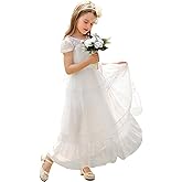 Abaowedding Vintage Flower Girl Dress for Wedding Lace Backless Girls First Communion Dresses