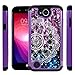 LG Fiesta LTE Case, LG X Charge, LG X Power 2 Hybrid Dual Layer Protection Hard Cover Jewel Rhinestone [Shock Resistant Defender] Crystal Bling Case LG X Power2 by Zase (Diamond Purple Mandala Flower)