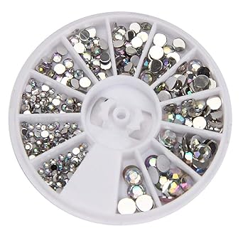 SMILEQ Runde 3D Acryl Nail Art Edelsteine Kristall Strass DIY Dekoration Rad (Silber)