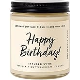 Wax & Wit Birthday Gifts for Women, Happy Birthday Candle – Scented with Vanilla, Buttercream and Sugar - 9oz, Soy Wax, 50 Hour Burn, Premium Candle Gift for Her, Friend, Daughter, Sister, Wife