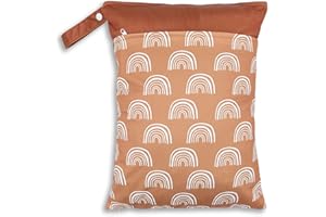 Smarbore Wet Dry Bags for Baby Cloth Diapers & Breast Pump Parts, Waterproof Reusable Wet Bag with Two Zippered Pockets & Handle, Beach Pool Gym Bag Stroller Yoga Toiletries Daycare Organizer