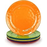 KX-WARE Melamine Plates set -10inch 6pcs 100% Melamine Dinner Plates for Everyday Use, Break-resistant and Lightweight, MultiColor