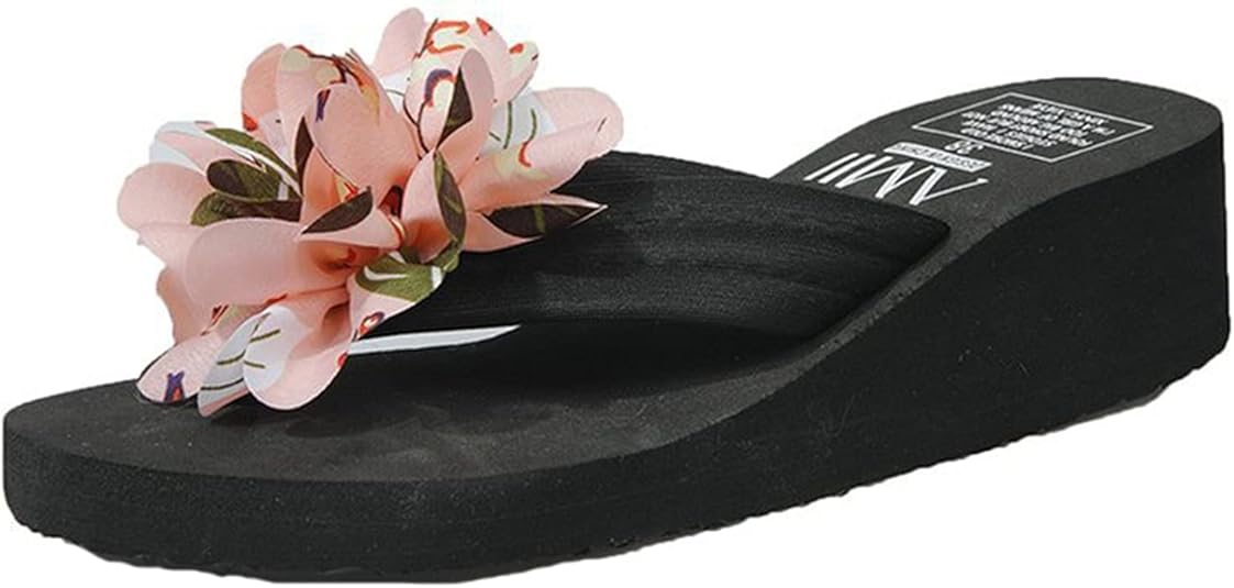 Frauen SlipOn Plattform Hausschuhe Böhmen Blume mit TRiemen Casual Vacation Wasserdichte