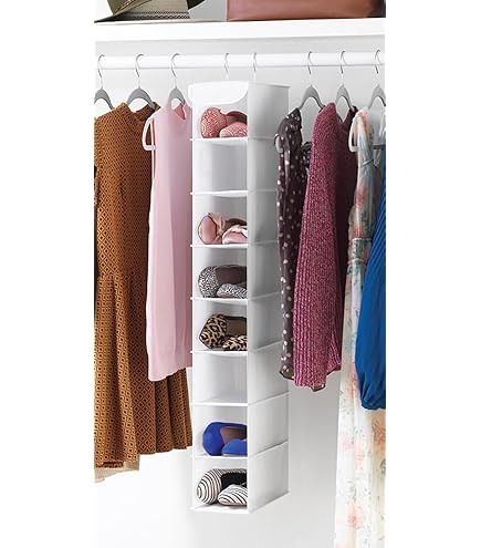 Organisateur De Placard Whitmor 5 étagères – Cadre Métal, Tissu Respirant, Dimensions 27x25x90 Cm, Pour Vêtements Et Accessoires