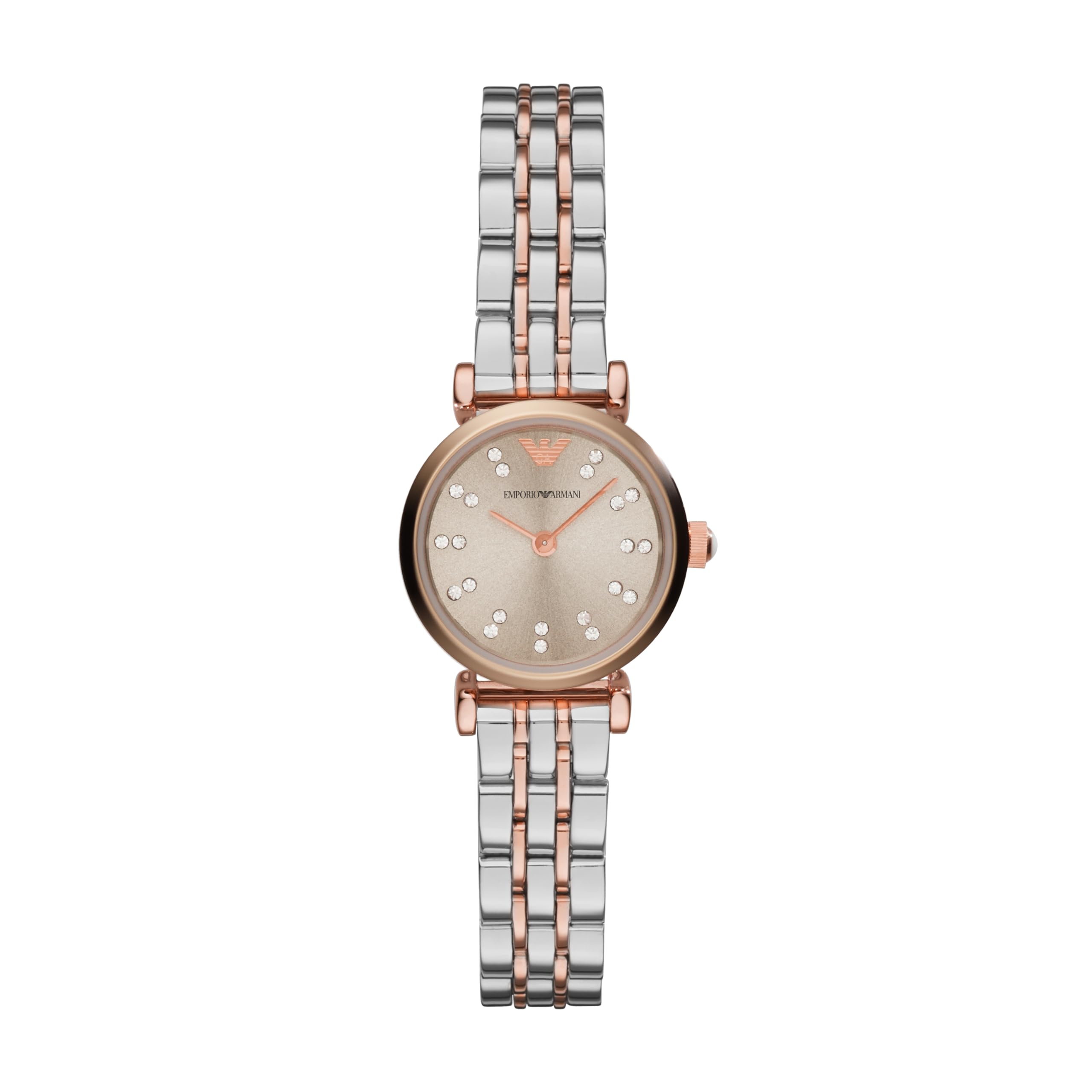 Emporio Armani Women's Two-Hand Silver and Rose Gold Two-Tone Stainless Steel Bracelet Watch (Model: AR1841) Image