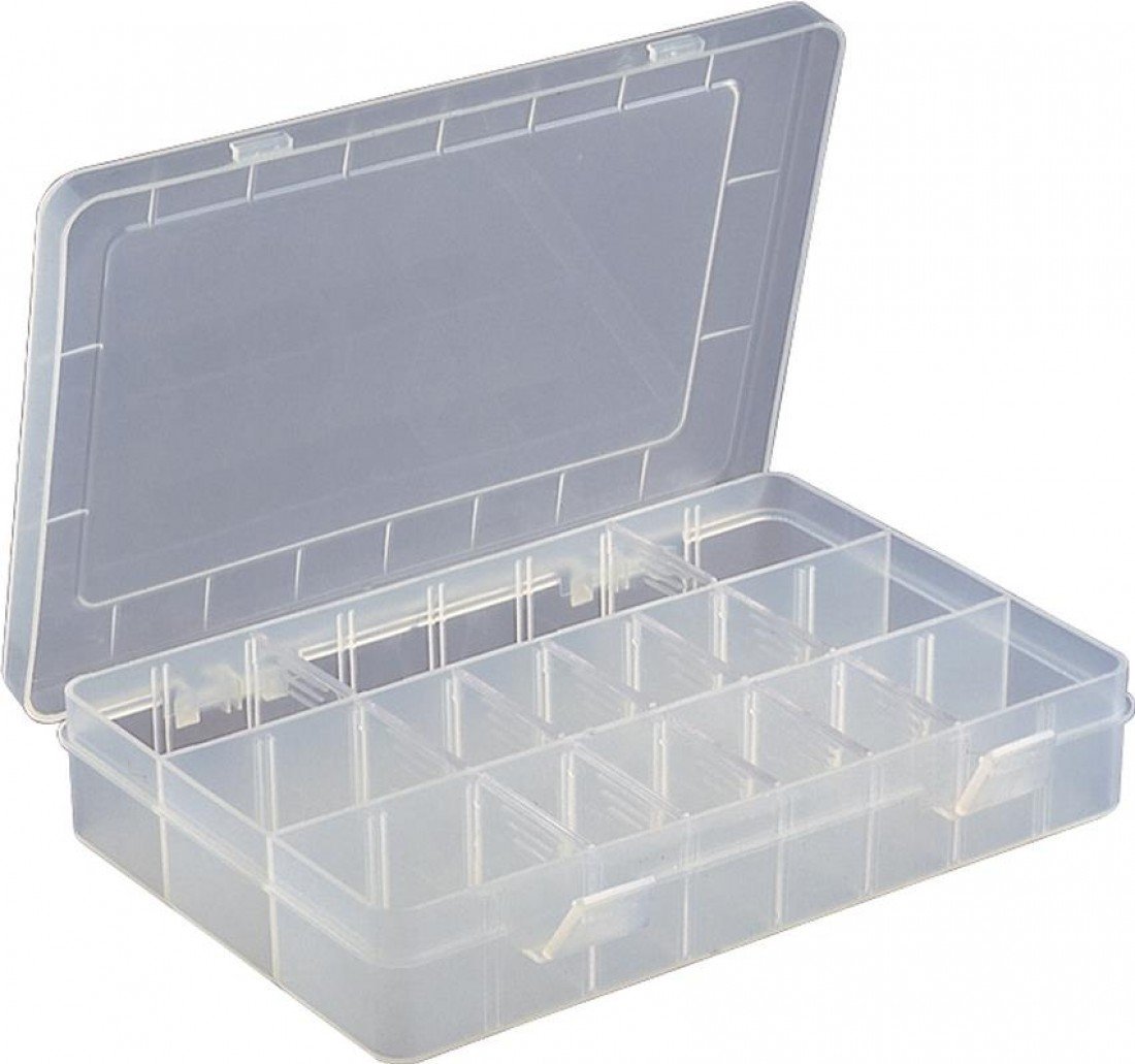 easybuy 15-Compartment Crafts Storage Box, Clear Adjustable Jewelry Bead Organizer Box Storage Container Case