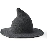 Flutaire Womens Witch Hat for Halloween Cosplay Costume Accessory Foldable Wool Knit Wide Brim Wizzard Hat Cap