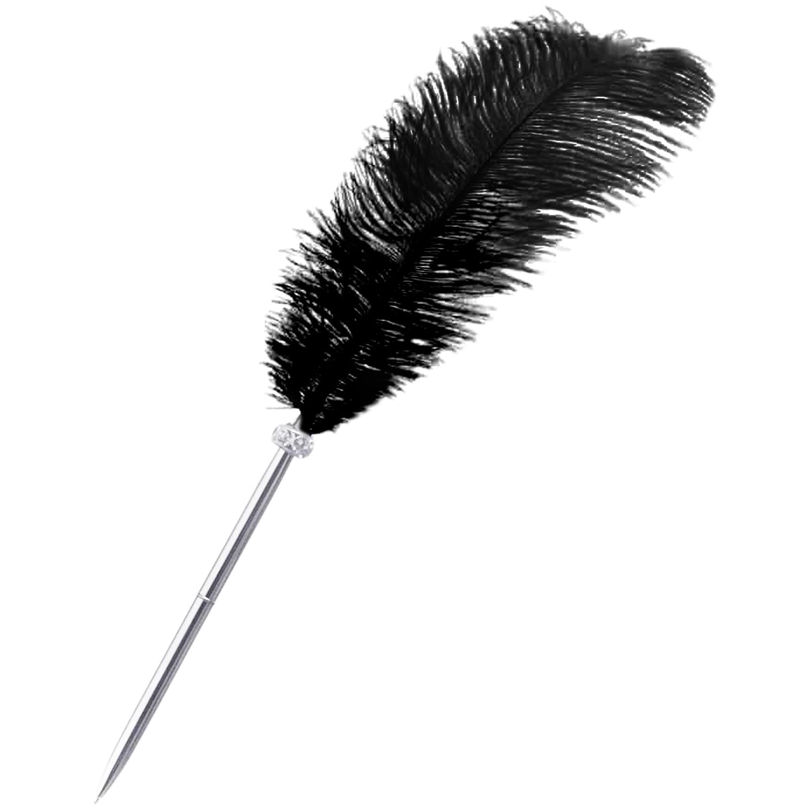 Photo 1 of Rgontar Feather Pen Black Ink Ballpoint Pen Wedding Signing Pen for Wedding Bridal(black)
