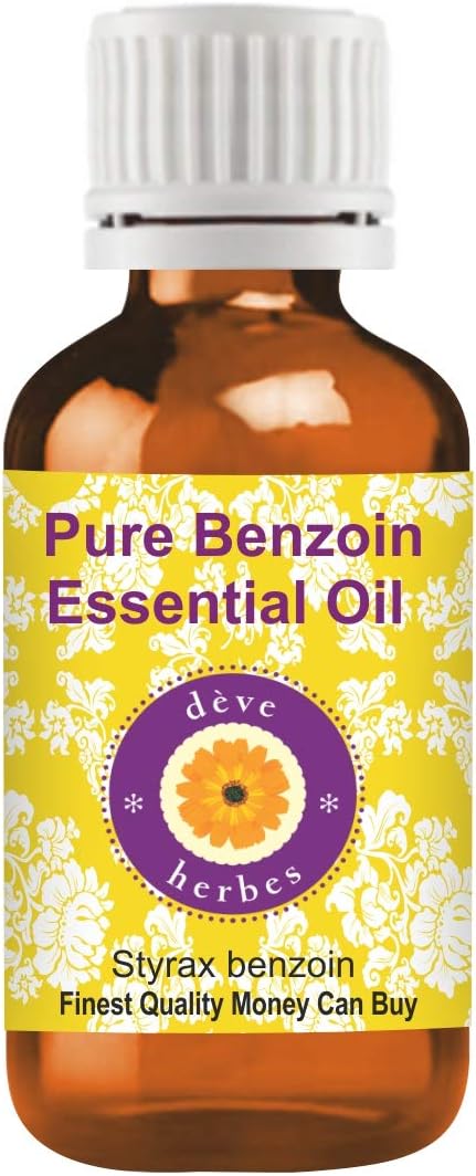 Deve Herbes Pure Benzoin Essential Oil (Styrax Benzoin) Steam Distilled Natural Therapeutic Grade 30ml (1 oz)