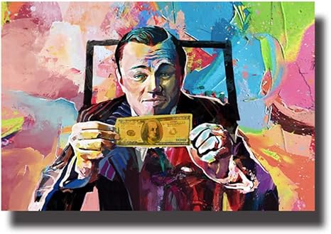 Nr Leonardo Dicaprio Poster Graffiti Art Large Canvas Painting Film The Wolf Of Wall Street Print Wall Art Living Room Decor 60 X 90 Cm No Frame Amazon De Kuche Haushalt