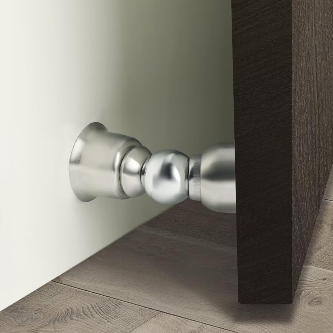 Mooche Magnetic Door Stop, Stainless Steel Brushed Magnet Floor Door Catch for Bedroom, Living Room,Indoor Outdoor Stoppers with Conceal Screws
